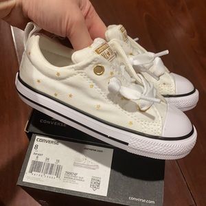 Brand New Gold/White Baby Converse Chucks Slip On